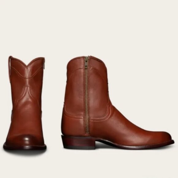 Tecovas Other - TECOVAS The Dean Bourbon Calfskin Leather Short Zip Cowboy Boots